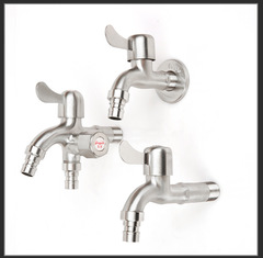 Manufacturer wholesale brushed spout washing machine faucet dual-purpose 304 stainless steel mouth extended 4 points washing machine faucet