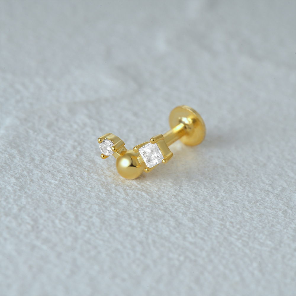 2g Weight Zircon Inlay Material Ear Studs Classification 1 Piece Quantity Daily Occasion 925 Sterling Silver Material Geometric Pattern Women's Gender Plating Design Simple Style Style 1 Piece Ear Cartilage Rings & Studs Simple Style Geometric 925 Sterling Silver Plating Zircon 12
