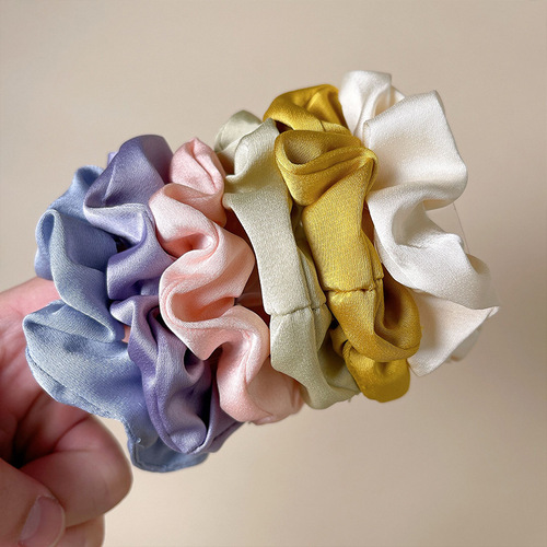 Korean version of solid color large intestine ring, high-end rubber band, ponytail head rope, cross-border head flower, European and American fat intestine hair ring hair accessories for women