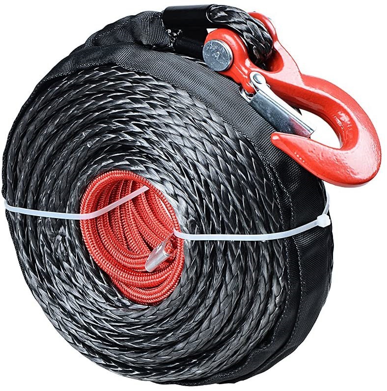 Winch Rope 3/8Inch9.5Mm Synthetic Winch Rope Winch Rope with Sheath Off-Road Vehicle Modification