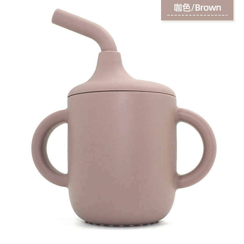 Binaural 구부러진 sippy 컵 180ml: 다크 브라운