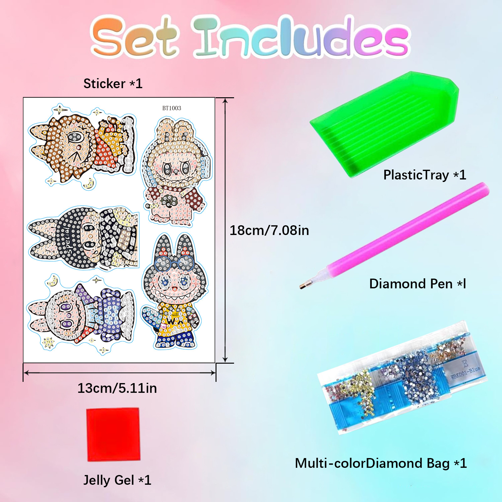 Labubu nueva etiqueta de taza de agua de pintura de diamantes hecha a mano bricolaje decoración de dibujos animados para niños tela rabu pegatinas al azar al por mayor