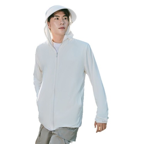 Sun protection shirt 2025 summer thin ice silk breathable UV protection outdoor fishing sun shirt with hooded outerwear top