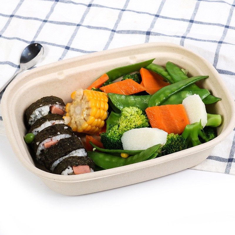 Caja de embalaje desechable para llevar en forma de U caja de almuerzo pulpa degradable caja de comida rápida ensalada de comida ligera caja de almuerzo bento