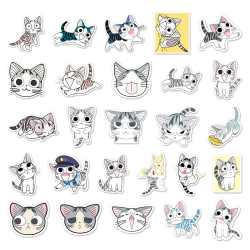 53 Cheesy Cat Kitten Cartoon Cute Creative Private Cat Luggage Refrigerator Notebook Stationery Stickers