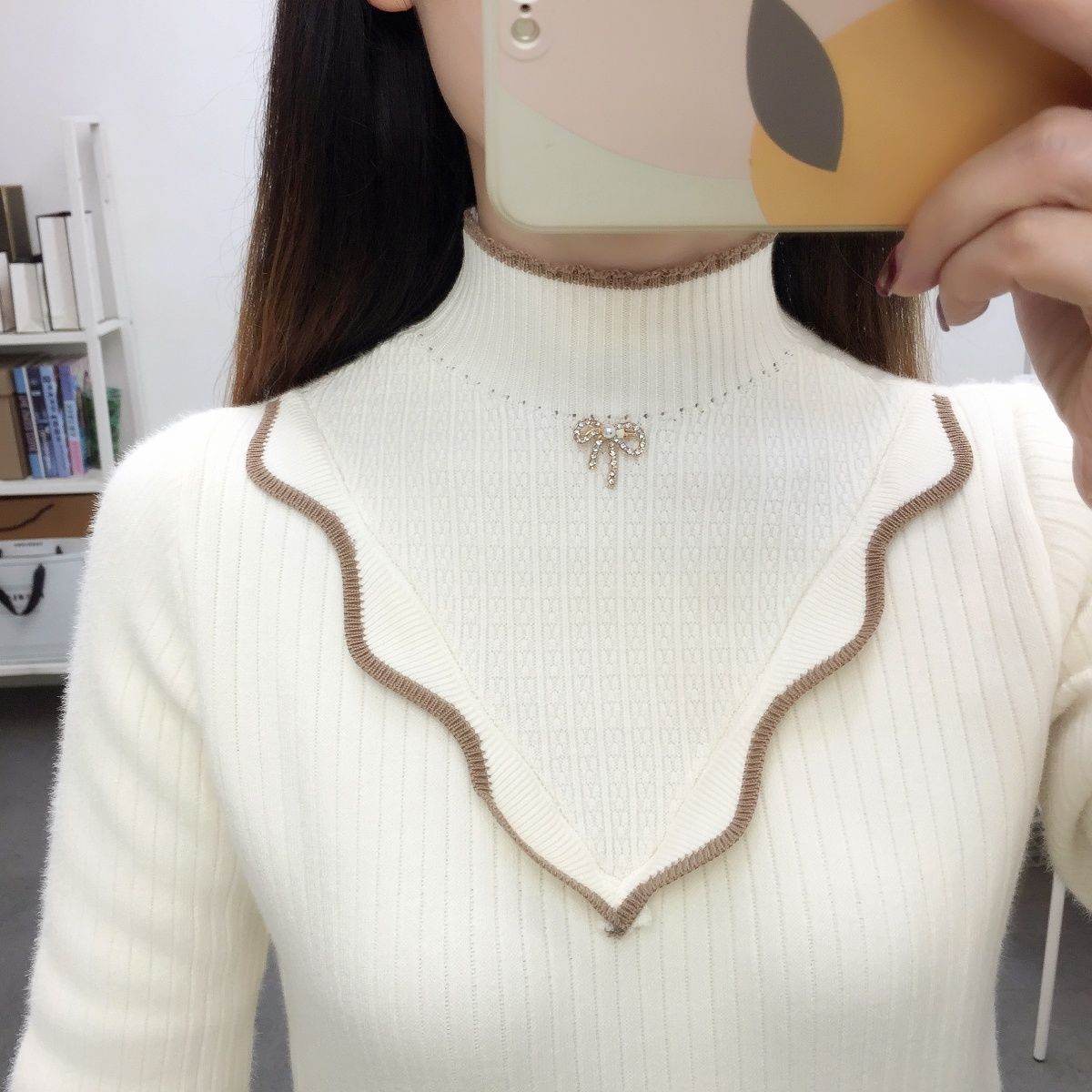 【 Cashmere Family 】 Sügis- ja talvine paks villane, millele on lisatud fliis, naiste soe ühes tükis fliisist sisekiht, pool_voghion.com