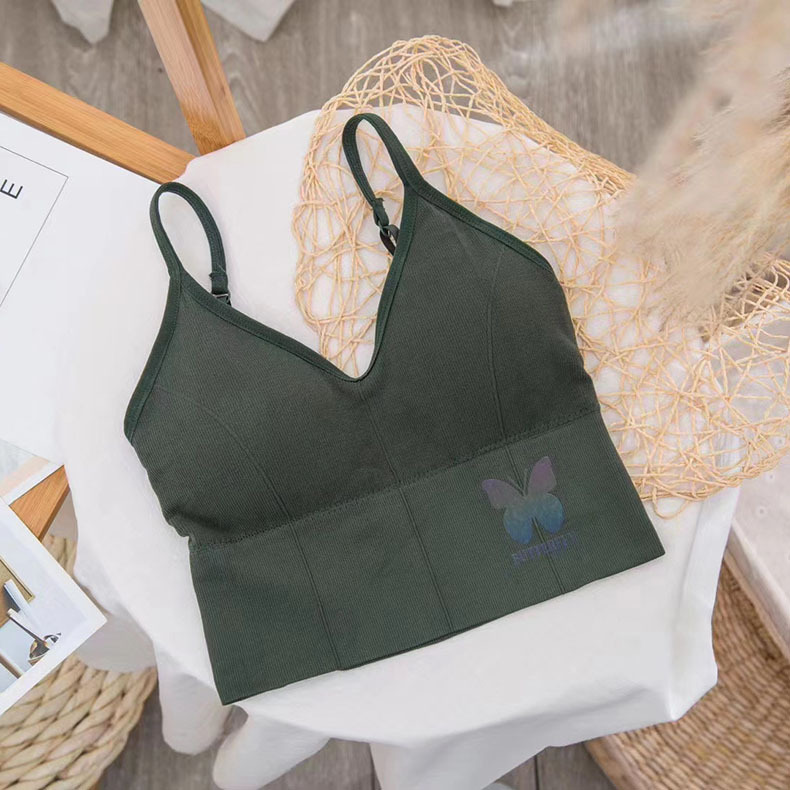 Ribbed Butterfly Print Camisole Bra 1