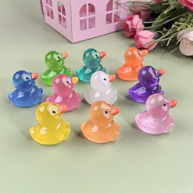 Internet Celebrity Luminous Duck Toy Desktop Ornaments Mini Fluorescent Jewelry Kidsren's Artificial Crystal Luminous Small Objects