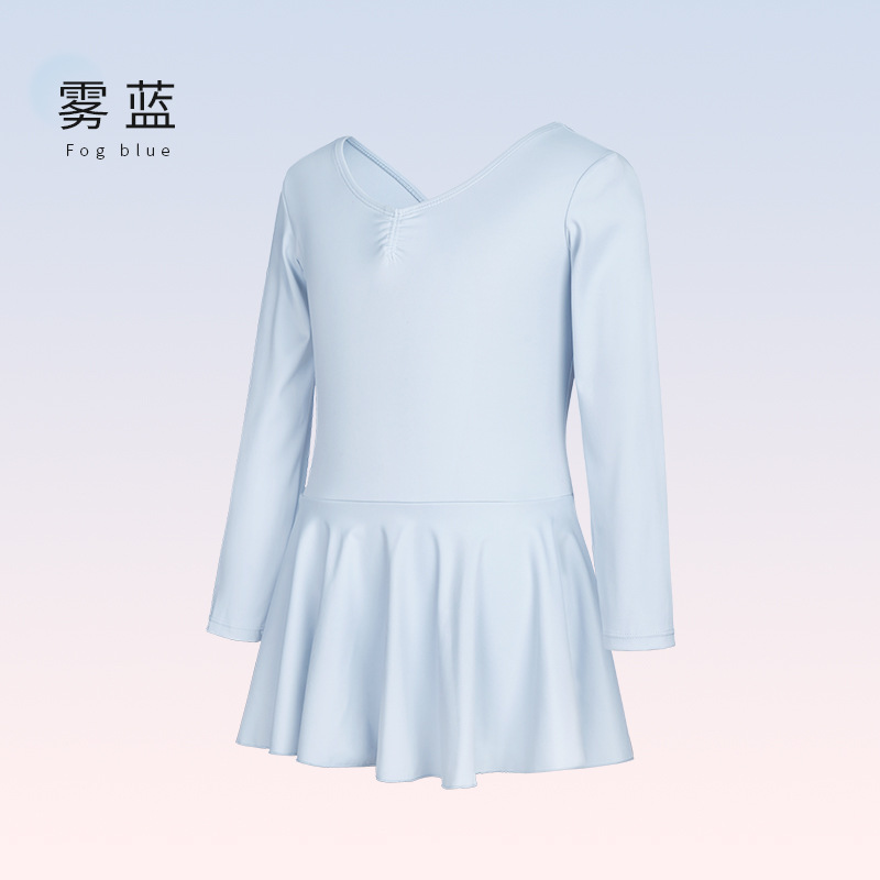 Ropa para niños, ropa de baile de manga corta para niñas de verano, ropa de entrenamiento de baile de todo fósforo de nailon, falda de una pieza de temperamento de alta elasticidad