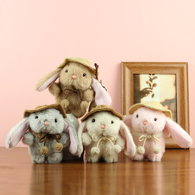 Adorable Peluche de Conejito, Colgante para Sombrero, Llavero, Adorno para Bolsa, Muñeco de Conejo Blanco, Regalo