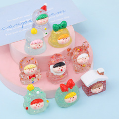 亮片小捲毛聖誕妞妞diy飾品樹脂配件車載桌面卡通擺件鑰匙扣掛件