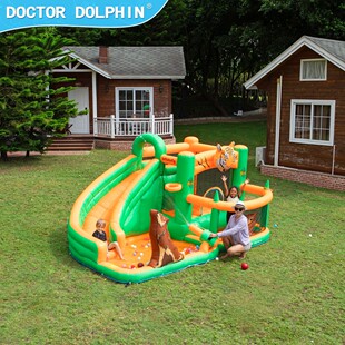 Doctor Dolphin Large Inflatable Trampoline Slide Children's Outdoor Inflatable Castle Naughty House Water Slide Cross-Border Supply