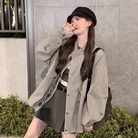 早秋新款高级宽松廓型收腰风衣外套女上衣