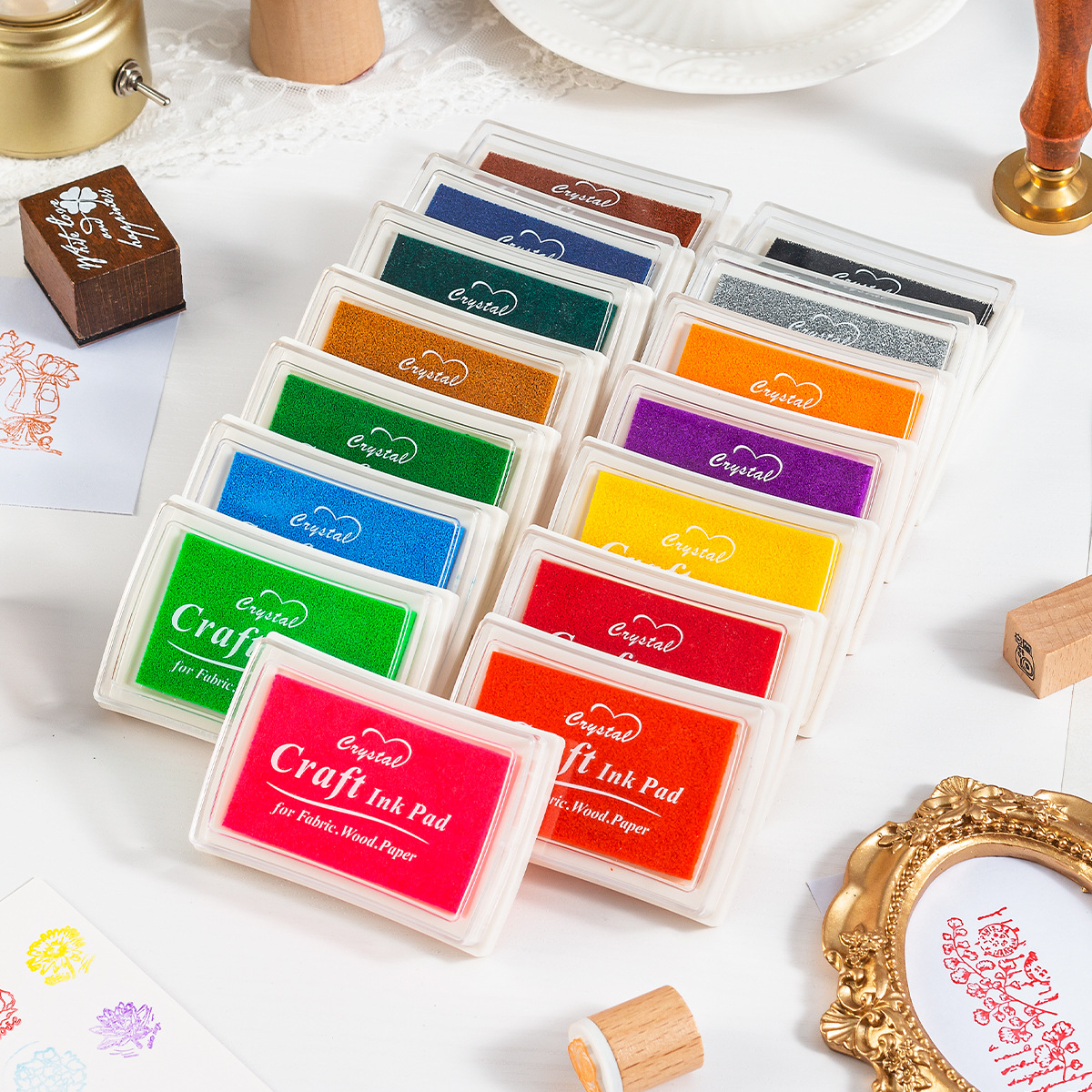 Gran cuadrado monocromo cóncava cintura 15 color inkpad sello al por mayor suministros de dibujos animados DIY pequeños accesorios 15 impresión en color aceite