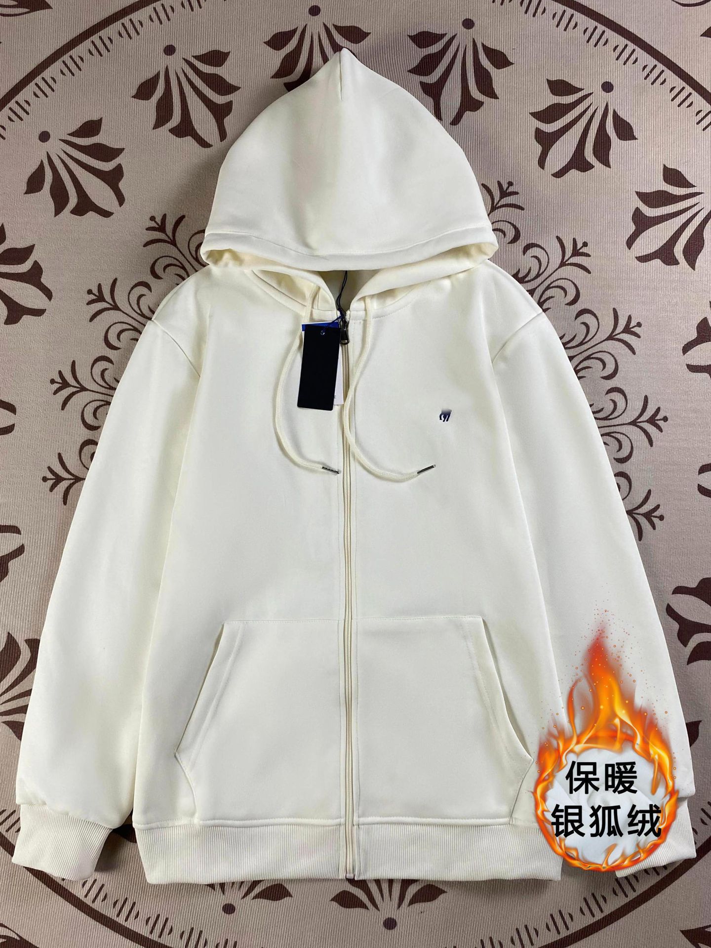 오픈 가슴 지퍼 2263----플러스 벨벳-밀크 화이트