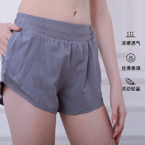 Spring and summer new style mesh splicing fitness running yoga pants fake two-piece sports shorts for women breathable, quick-drying and anti-exposure
