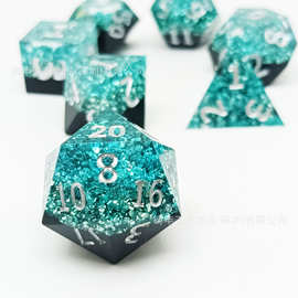 跨境新品尖角树脂骰子跑团DND龙与地下城骰子透明多面体数字筛子