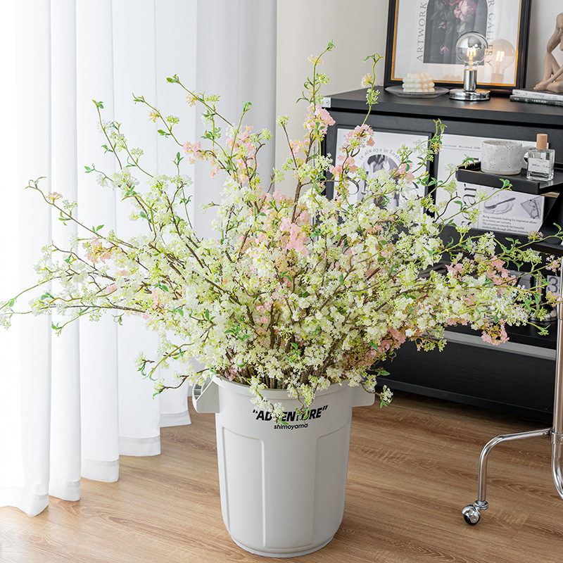 Long-stem single-stem simulated snow willow green plant flower material decoration living room decoration piece flower plant wholesaler landscape