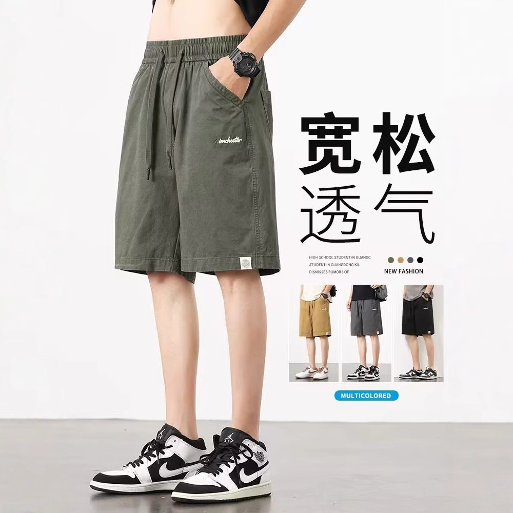 2025 New Arrival Loose Straight Casual Mid-length Pants American Style Thin Five-length Pants Pure Cotton Tooling Shorts Men's Summer