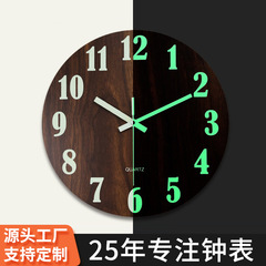 12inch 発光木製クリエイティブ壁時計ミュート時計シンプルなリビングルームの装飾時計発光デジタル木製時計