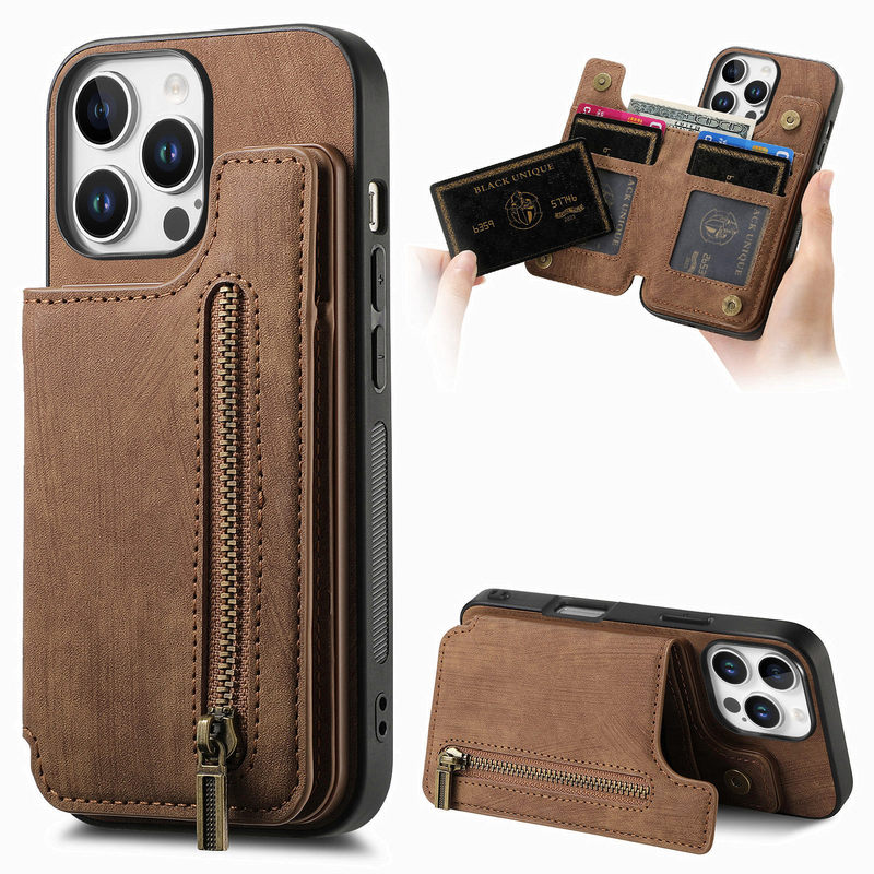 Suitable for Apple 16E Plain Leather Phone Case with Flip Cover, Card Slot, Coin Holder, Protective Case, iPhone 17 Anti-Drop and Wear-Resistant Case