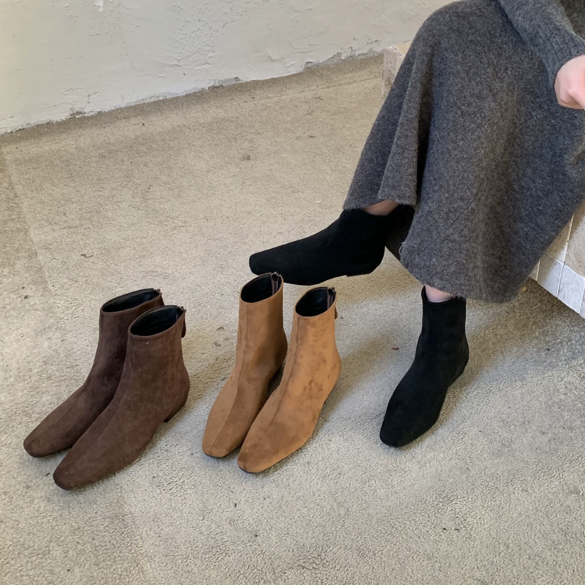 短靴女高级感靴子女2025新款秋冬加绒韩系小踝靴法式瘦瘦靴