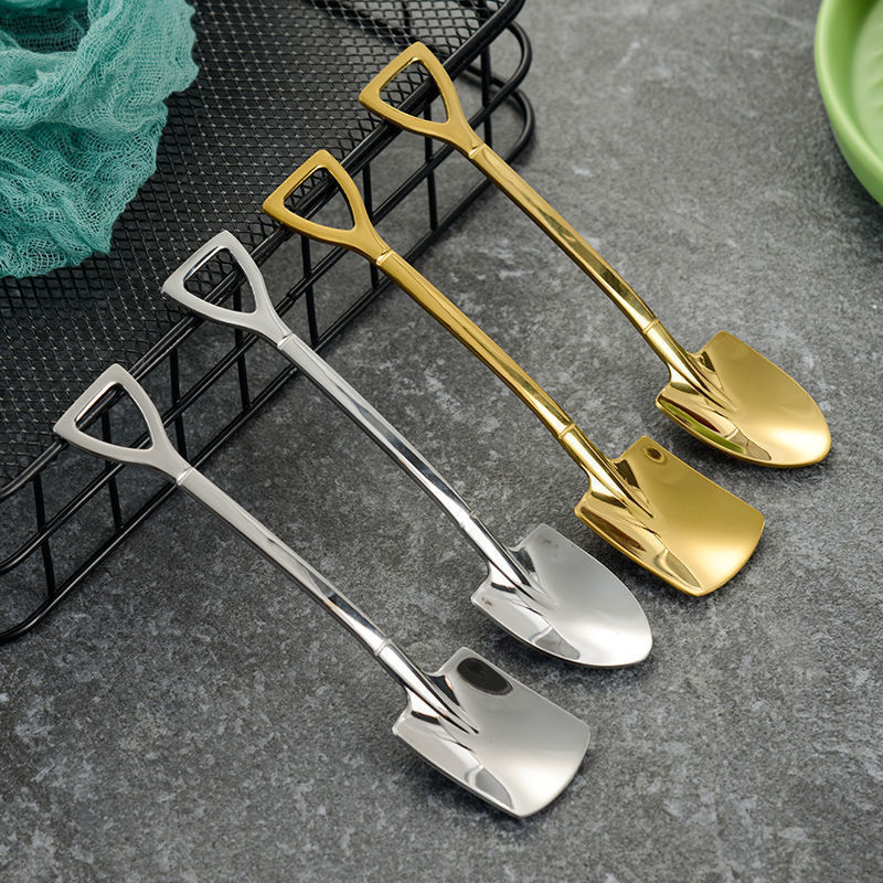 Spade Spoon Creative Cute Small Spoon Stainless Steel Household Eating Watermelon Spade Spoon Dessert 410 Net Red Spoon