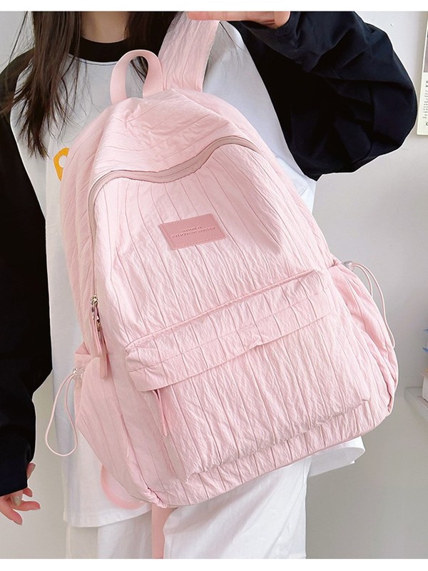 高颜值双肩背包纯色大学生简约学院风书包女生高中生初中学生背包|undefined
