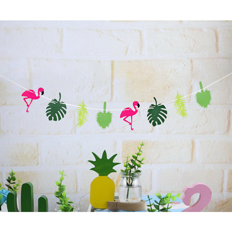 Banderas de fiesta estilo nórdico hawaiano, flamenco, piña, cactus, decoración de cumpleaños y bodas, decoraciones coloridas para exteriores image 7