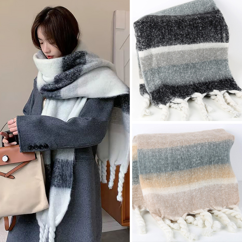 Women's Korean-style High-grade Twist Tassel Scarf for Autumn and Winter New Style Thickened Couple's Shawl Warm Scarf