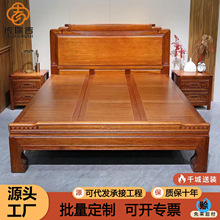 花梨木色实木床1.8米双人床雕花格木大床卧室明清中式古典仿古床