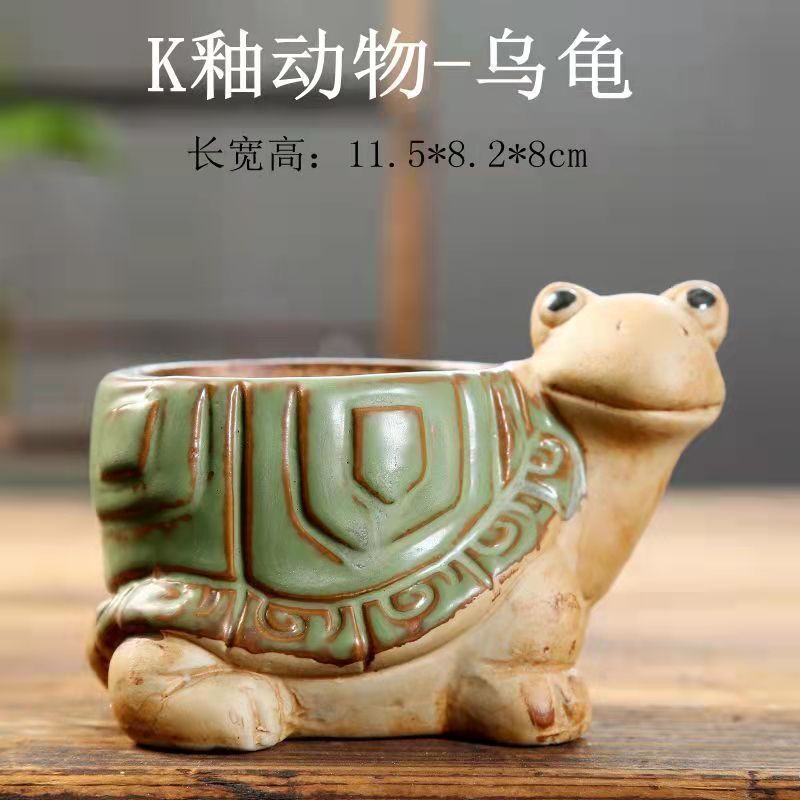 白羊可爱卡通小动物彩绘异形透气多肉花盆个性超萌摆件工艺品批发|undefined