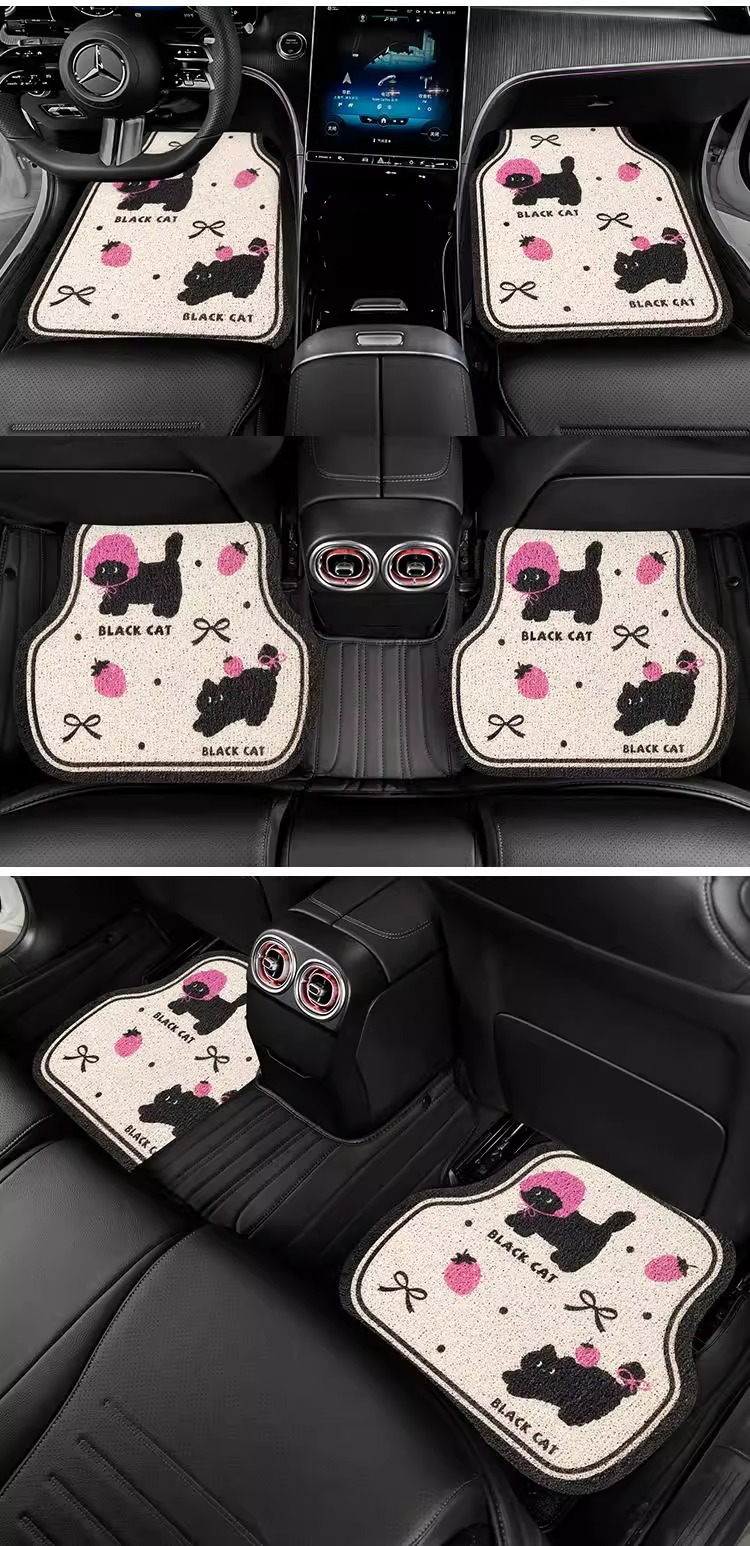 Dropshipping Cartoon Dopamine Car Floor Mat Wire Loop Floor Mat Mud Scraper Colorful Stain-Resistant Wear-Resistant Easy to Care for