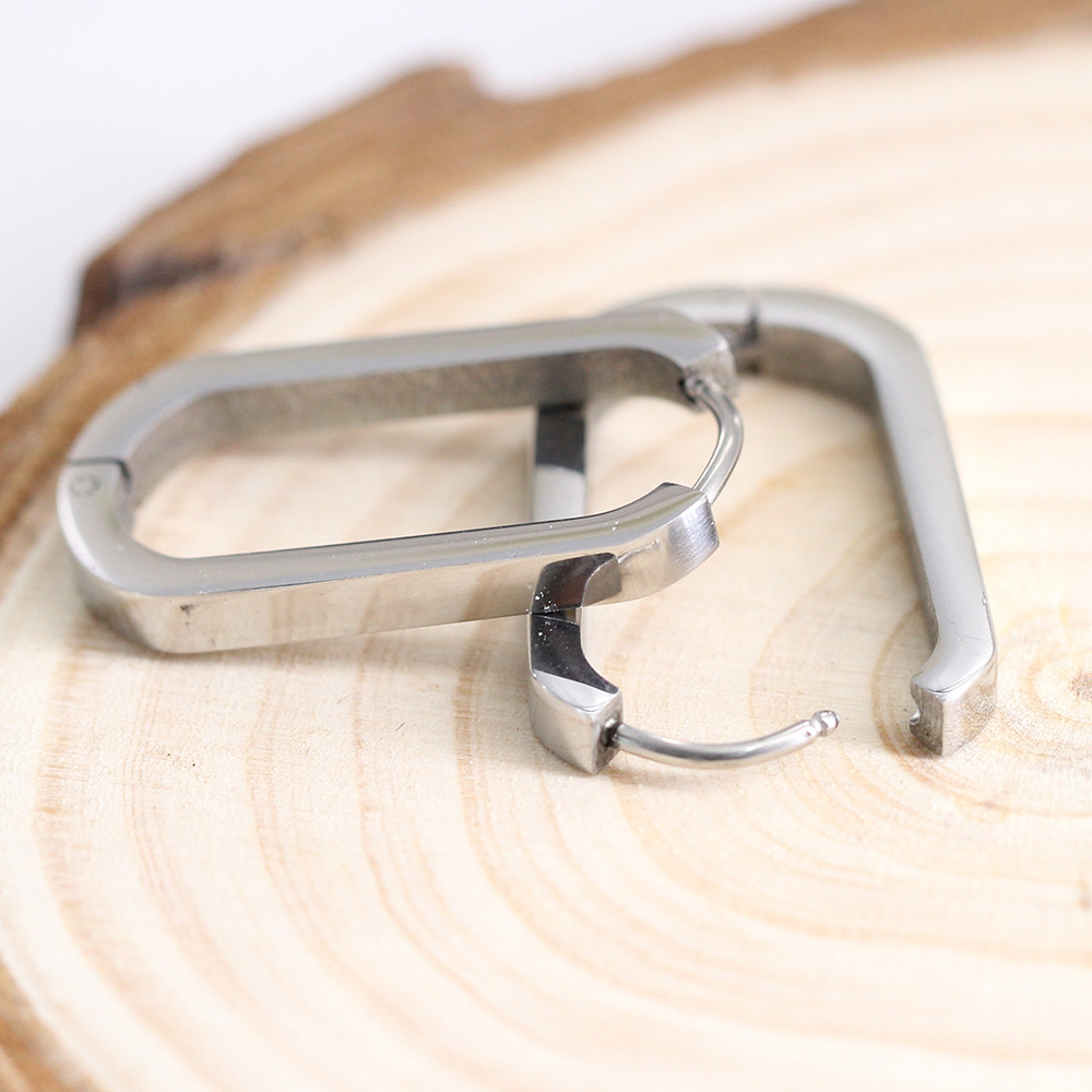 U Shape, Oval Pattern 1 Pair Simple Style Oval Plating Stainless Steel Earrings