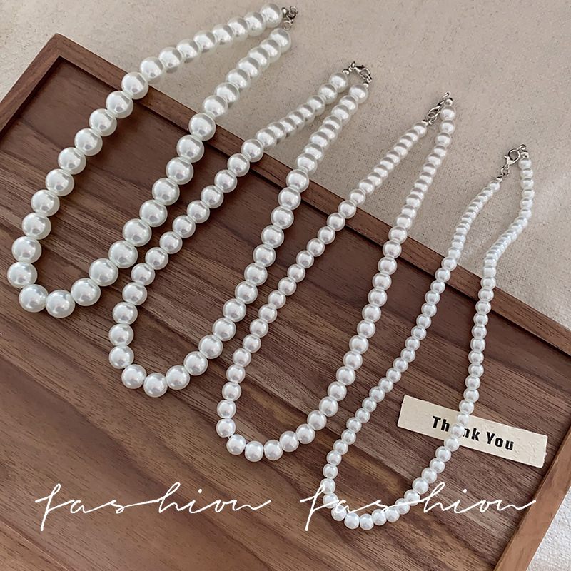 Collana da donna con perle di vetro in stile francese, versatile, elegante, alla moda, vintage, popolare online._voghion.com