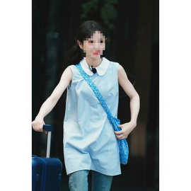 长期现货2025夏田曦薇明星同款条纹娃娃领连衣裙减龄百搭短裙女潮