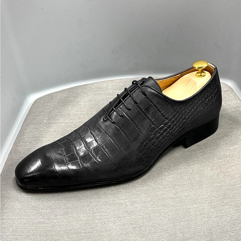 Men's Oxford shoes brand hot selling business crocodile pattern embossed leather shoes men European and American men's shoes manufacturers wholesale recommended