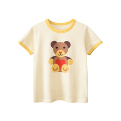 27home Foreign Trade Children's Clothing New Summer Children's Short Sleeve T-shirt Girls' Baby Clothes Cartoon Bear One Piece 