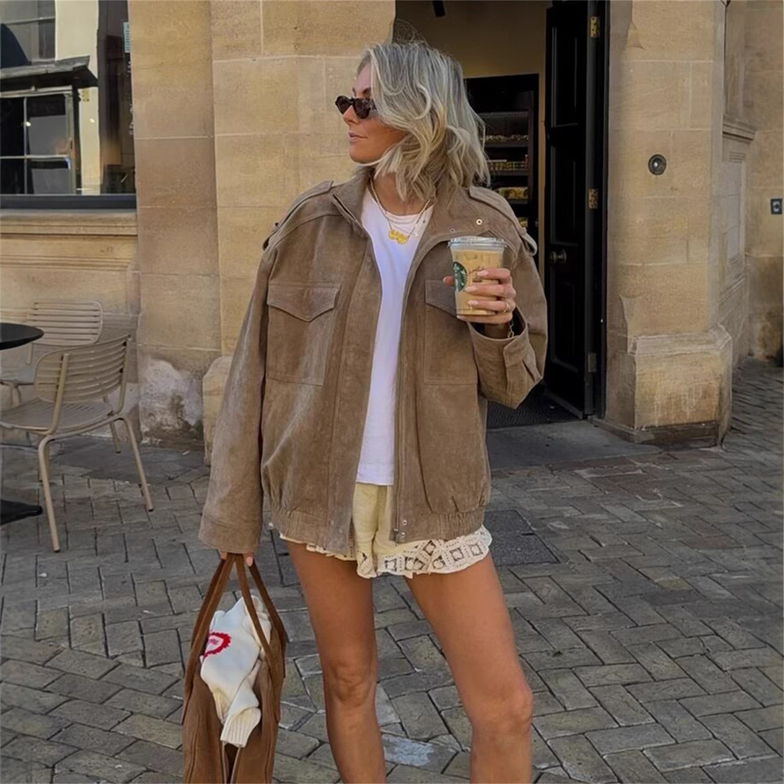 Foreign Trade Cross-Border 2025 Autum Za Women's Fashion Street Style Stand Collar Casual Loose Jacket Jacket 4341770