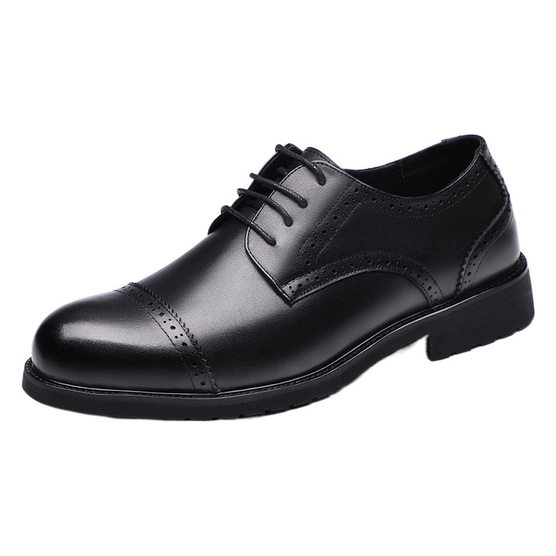 Nuevos zapatos de cuero de los hombres de negocios zapatos de cuero de fondo suave informal estilo británico brogue tallado zapatos de los hombres de tres articulaciones