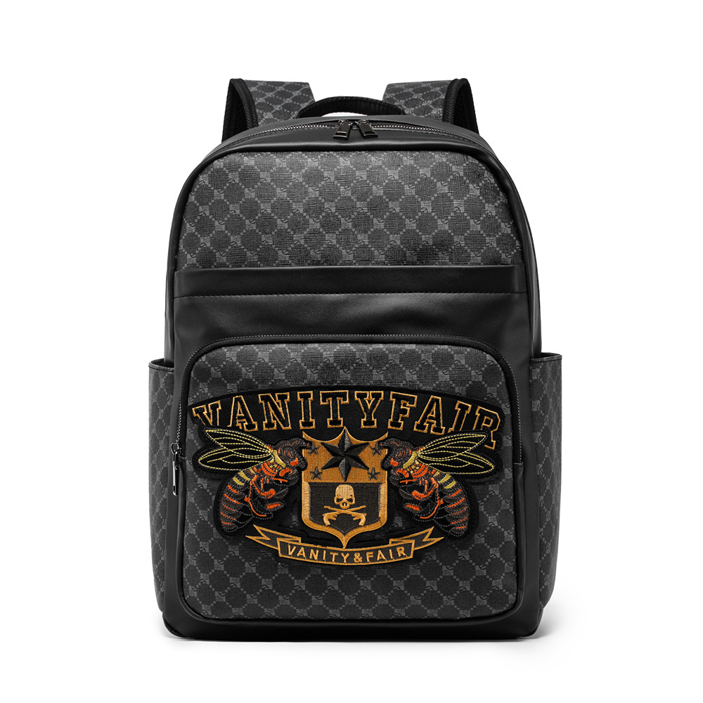 Sac à dos pour ordinateur portable pour homme avec broderie originale - Sac de travail antivol de grande capacité et résistant à l'eau, sac d'ordinateur durable de 15 pouces, style de voyage unisexe 2025_voghion.com