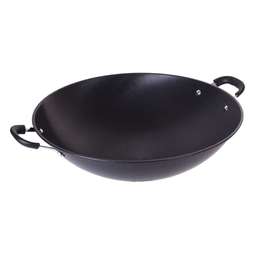 Zhongkang sartén de hierro hogar de doble oreja de acero inoxidable wok chef especial de fondo redondo wok no recubierto de gas no oxidado