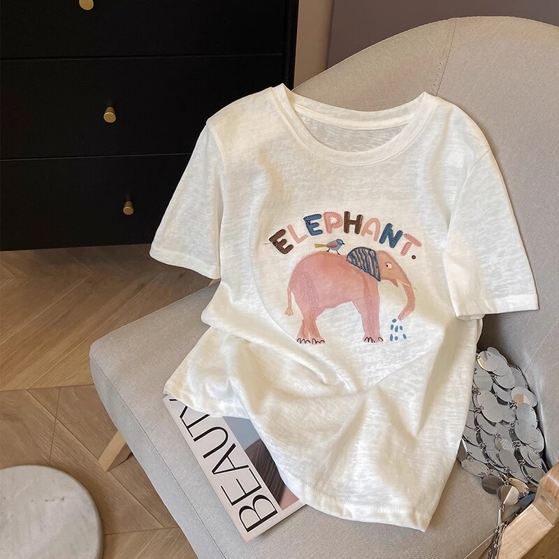 Official Picture 165g Snowflake Cotton Short-Sleeved T-Shirt Summer 2025 New Hot Diamond Craft Loose Round Neck Top Korean Style Women's Clothing