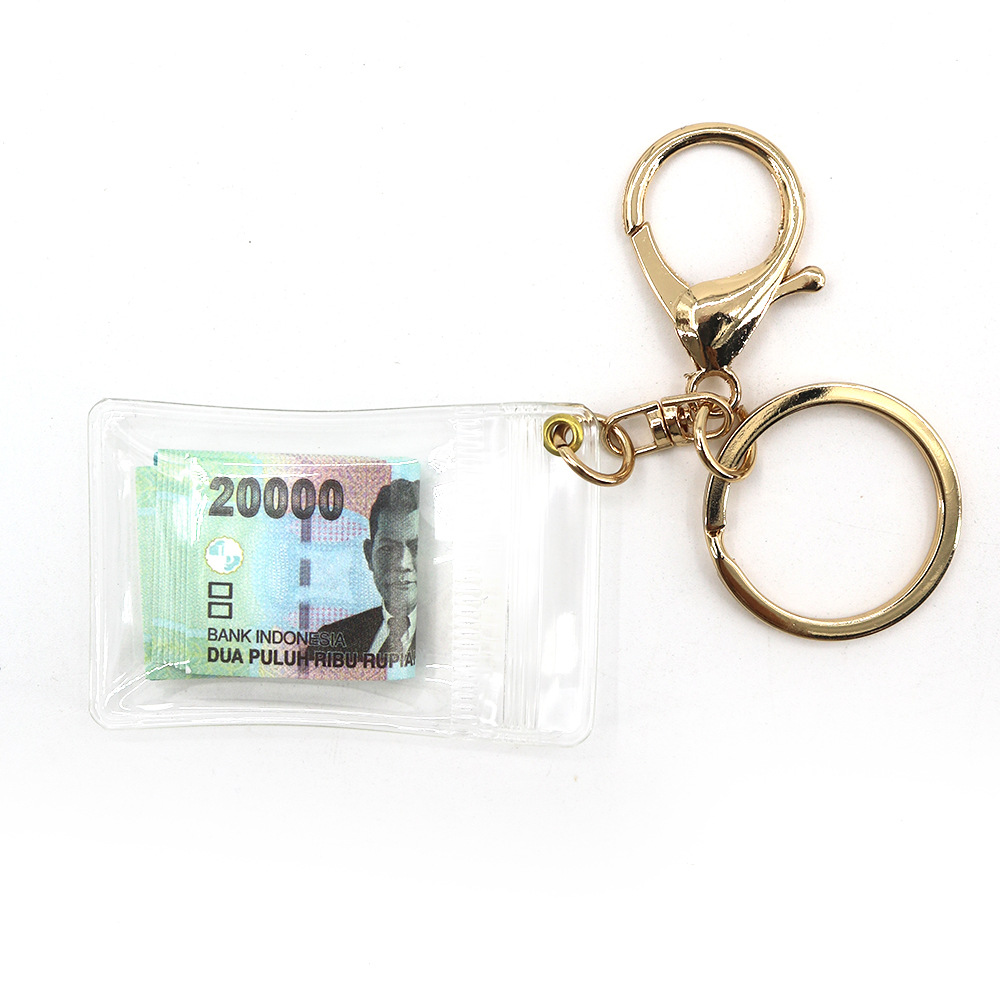 Simulación de dólar de Taiwán, dólar estadounidense, libra, won coreano, moneda indonesia, llavero, colgante de billetes de papel, medalla de oro, colgante de barra de oro, máquina de bebé