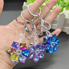 新作ペンダントキーカラー水晶花韓国版ファッション装飾バッグストラップ手作りキーホルダー