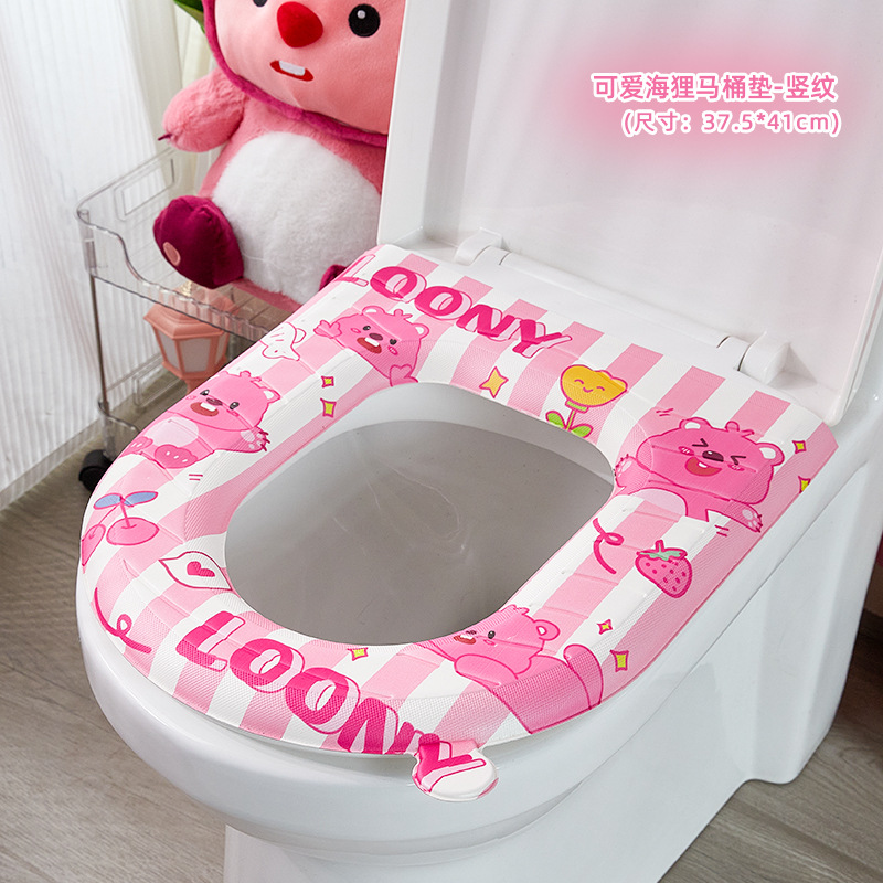 Eva cojín de inodoro encantador castor lavable impresión cojín de inodoro doméstico para la piel cuatro estaciones pegatinas de inodoro universal