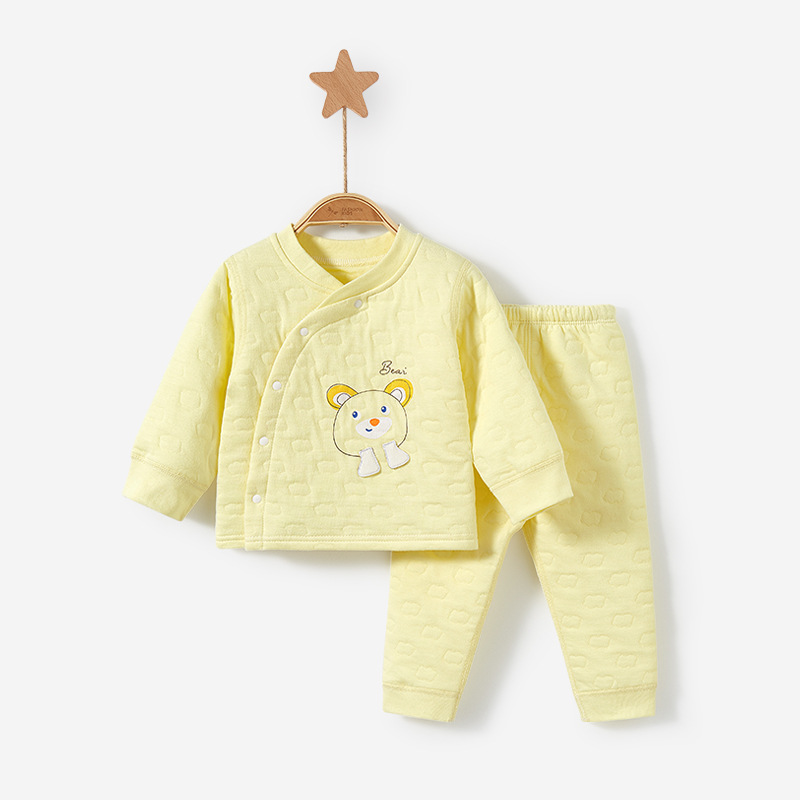 Bebé ropa de otoño pantalones largos de otoño e invierno Bebé de algodón fino de fondo dividido niños y niñas traje de ropa interior acolchada térmica para niños