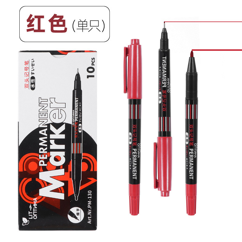 Pluma de Gancho Doble pequeña Negro Rojo Azul marcador de arte a base de agua de secado rápido pintura en caja marcador aceitoso muy fino