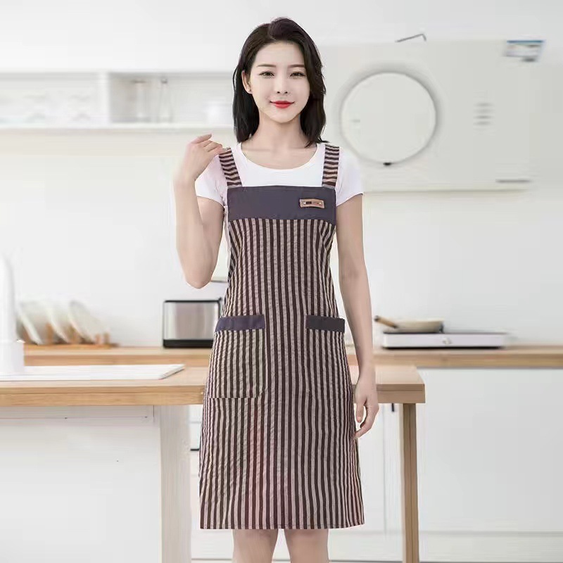 스트라이프 더블 포켓 다크 브라운