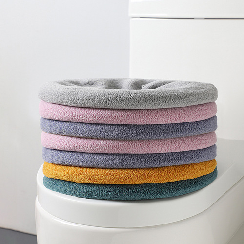 Toilet seat cushion for home use, winter-thick plush toilet seat cover, all-season universal, flocked seat pad ring cushion, wholesale